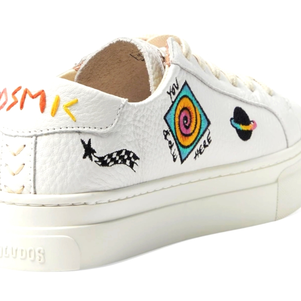 Soludos Women's Cosmic Trip White Embroidered Sneakers